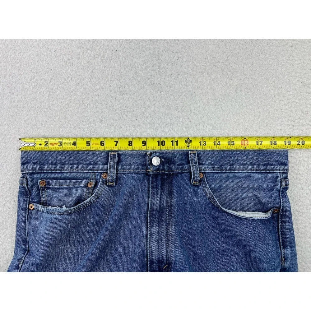 Levis 505 Mens 36x34 Blue Regular Straight 100% Cotton Denim Jeans Med Wash